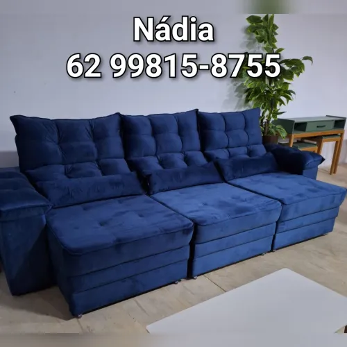 SOFÁ 3 MÓDULOS RETRÁTIL AZUL ___@