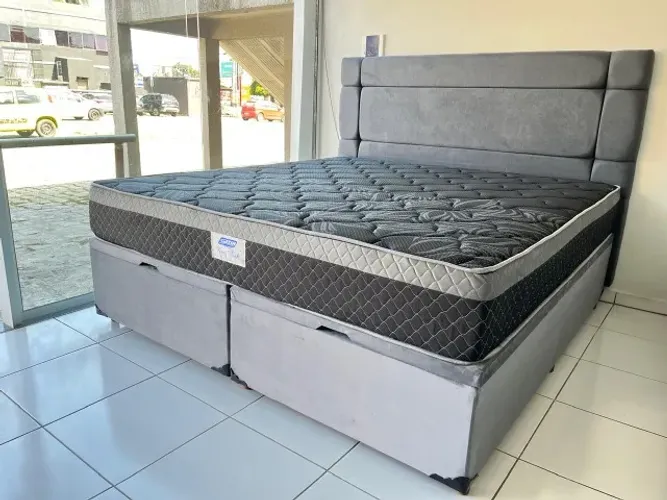 Cama Box King Size Com Baú Nova Molas Ensacadas Marca Gazin em 12x sem juros!