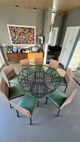 Oito Cadeiras aço carbono pintura eletrostática/assento impermeável/encosto de ratan