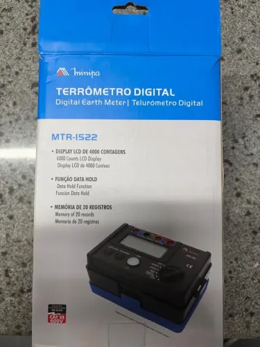 Terrômetro Digital Minipa MTR-1522 - NOVO, Nunca Usado, Kit Completo