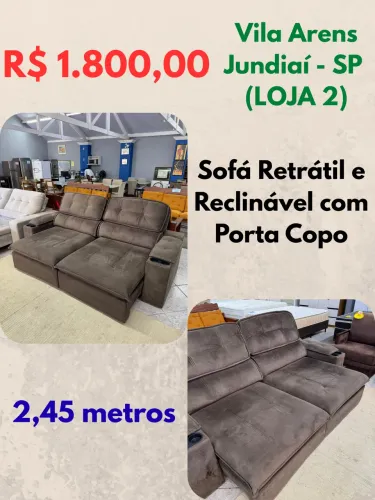Sofá Retrátil e Reclinável com porta copos