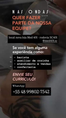 VAGAS ABERTAS PARA CAFÉ | NOVA UNIDADE MED 401