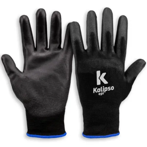 Luva de Poliamida Tátil PU Preta  Kalipso  CA - 15272