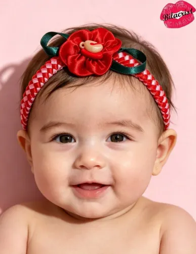 Tiara bebê cetim artesanal