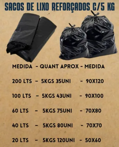 Sacos de lixo reforçados 13 micras