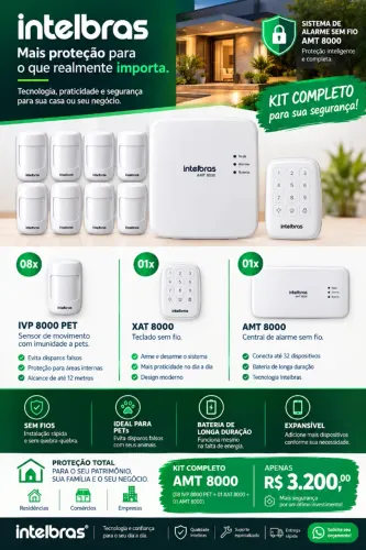 Kit Central de Alarme Intelbras AMT 8000