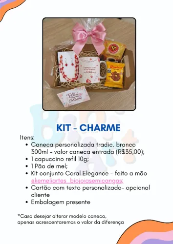 KIT - CHARME - DIA DAS MÃES - CANECA PERSONALIZADA E COLAR BIOJOIAS FEITO A MÃO