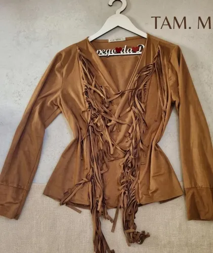 Blusa de Suede com Franjas - Tamanho M