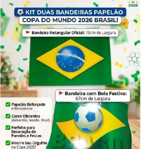 Decoração Copa do Mundo 2026 Brasil em Papelão Reforçado