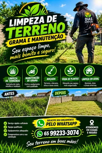 Limpeza de Terrenos, Poda de Grama e Roçagem.