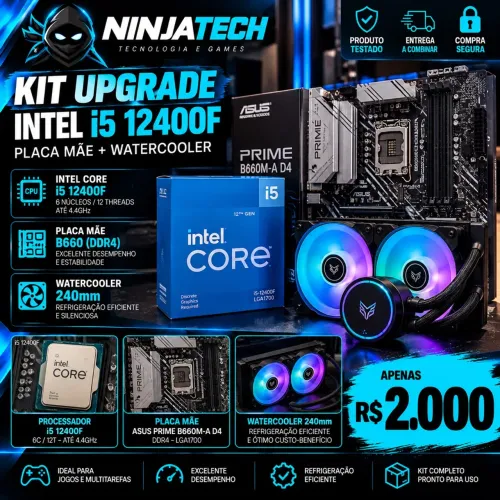 Kit upgrade i5 12400f com wateercooler
