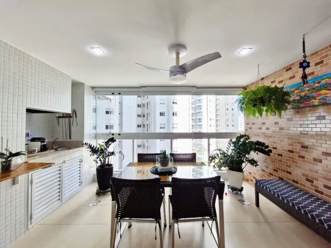 Apartamento 3 quartos com vista mar em Ponta da Praia, Santos 125m², varanda gourmet,2vag