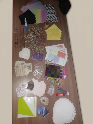 Lote Papelaria Criativa / Scrapbook / Bullet Journal - Adesivos e Papéis Diversos, caneta