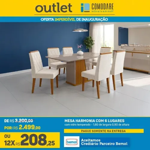 Mesa Harmonia 6 Lugares R$ 2.499