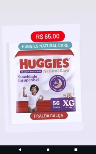 Fralda Huggies Natural Care XG - 56 Fraldas shortinho