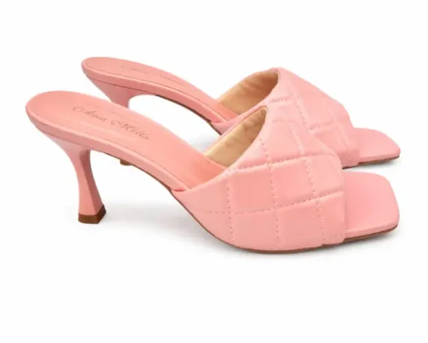 Tamanco Feminino Rosa Salto Fino Matelassê Nº 37