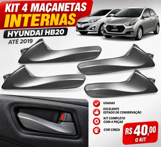 Kit 4 Maçanetas Internas Hyundai HB20 - Usadas Excelente Estado