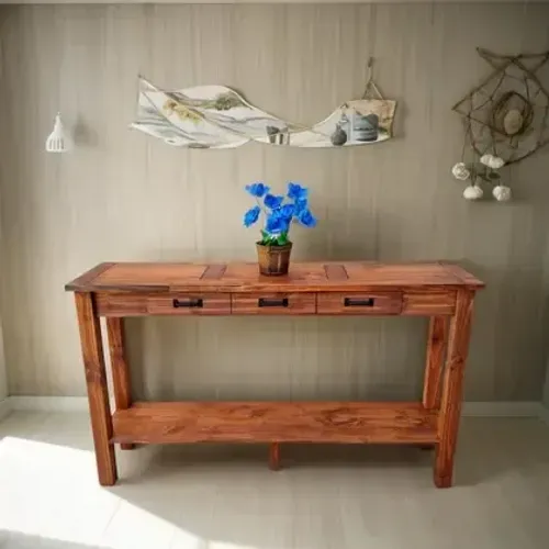 Mesa Balcão Aparador Madeira Retro Cerâmica 150cm Para Sala