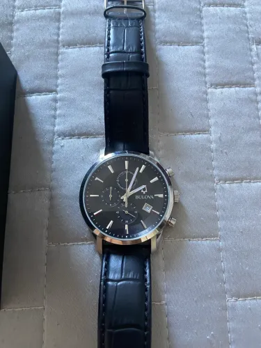 Relógio Bulova Masculino Cronógrafo Sutton 96b403 Preto Prateado