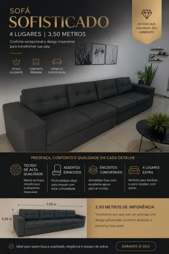 Sofá sofisticado de 4 lugares com 3,5 metros 