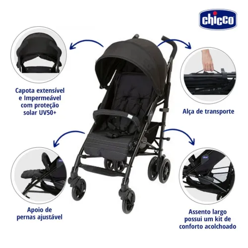 Carrinho Lite Way Basic 4 Jet Black - Chicco