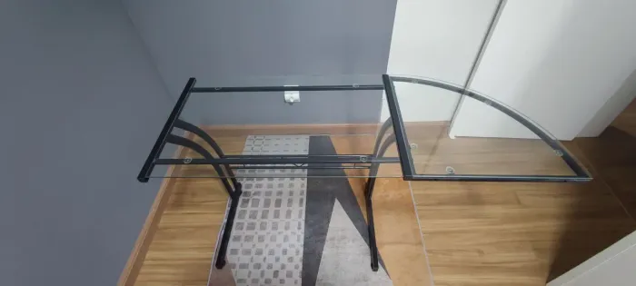 Mesa De Escritório de Canto Tampo de Vidro