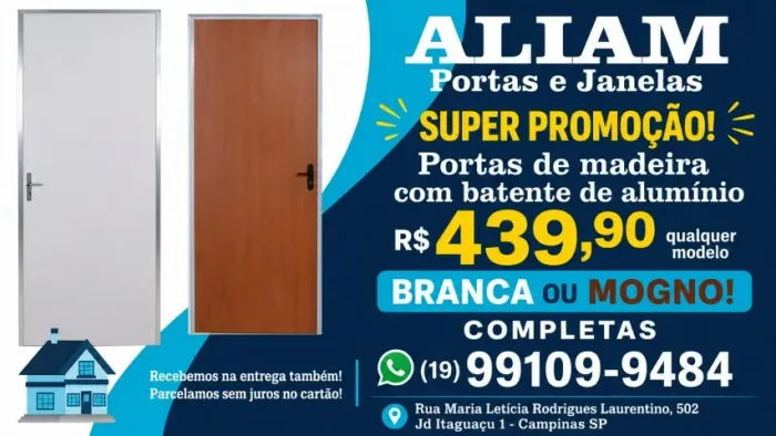 Portas de madeira com batente de alumínio *