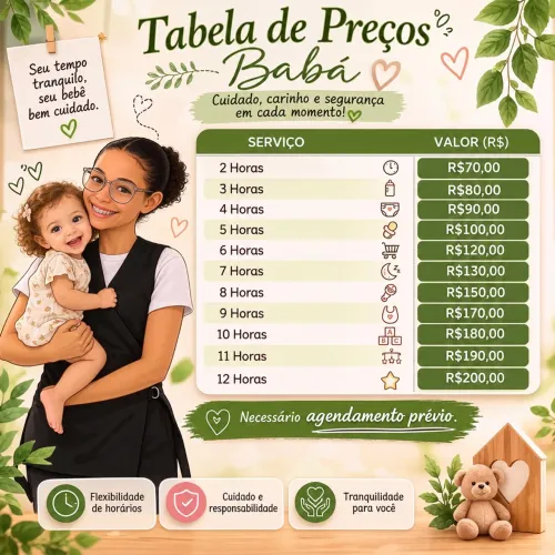 Babá para final de semana e feriado!