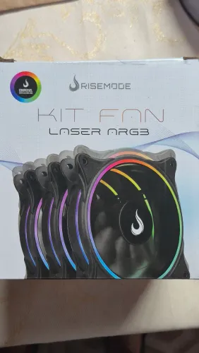 Kit 3 fans argb risemode laser com controladora