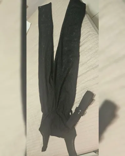 Macacão Preto Elegante com Transparência e cinto - Nº 40 - Novo | R$ 50