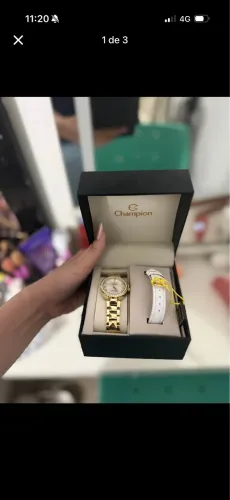 Relógio Champion Feminino Dourado com Pulseira Extra e Caixa Original