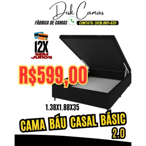 Cama Baú Casal Básic 2.0 - Prática e Espaçosa