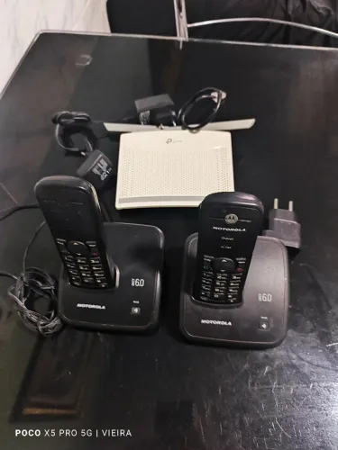 Telefone sem fio Motorola e Roteador Tp-Link