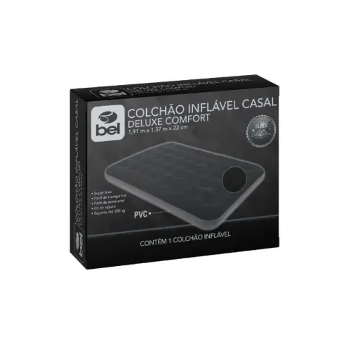Colchão Inflável Casal Deluxe Comfort Preto Bel