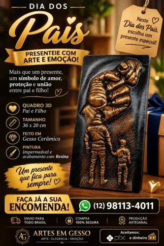 Quadro 3D Pai e Filho.