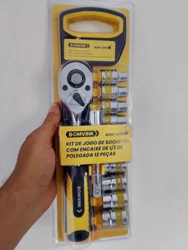Kit ferramentas profissional 12 peças catraca reversível
