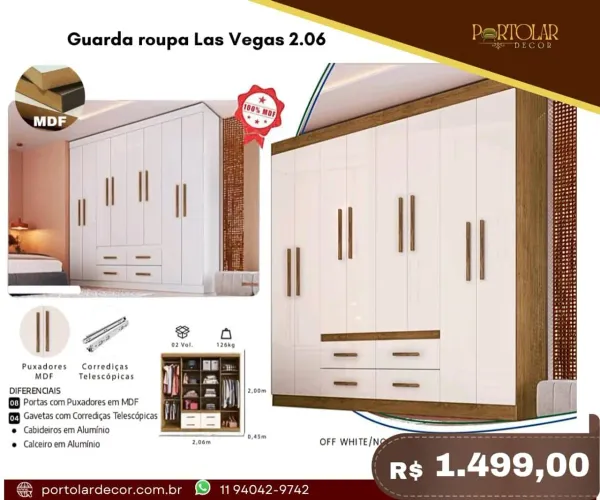 Guarda Roupa Las Vegas 2.06 - à pronta entrega