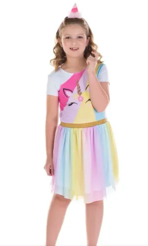 Vestido do unicórnio 4/10 anos (acompanha tiara)