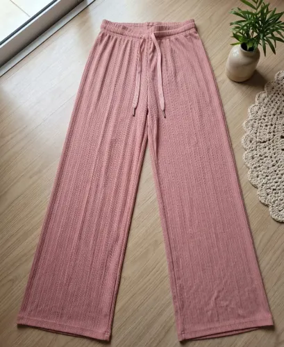 Calça Rosa Feminina Soltinha Tecido Leve Tamanho P