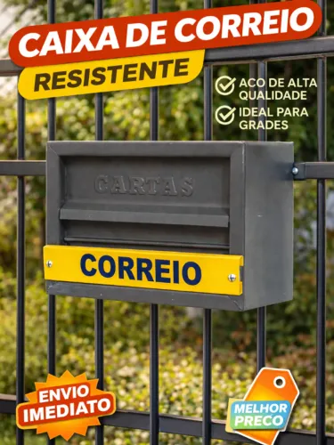 Caixa de Correio - Carta Correspondência Grade Horizontal Cinza - Portão Básica