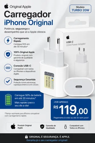 Carregador iPhone original 