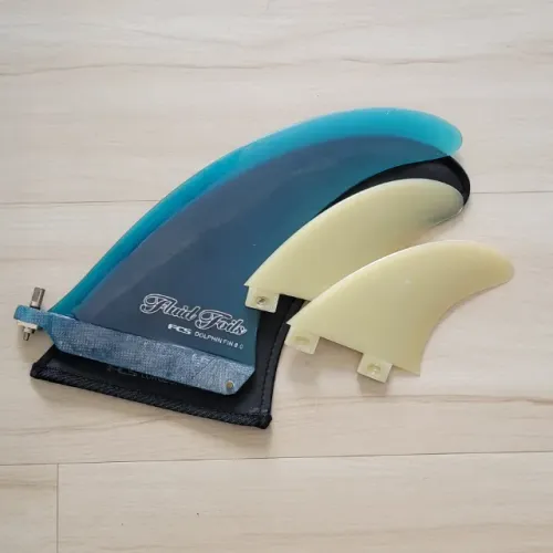 Quilhão FCS Fluid Foils Dolphin Longboard Fin - 8" Blue + Estabilizadores FCS