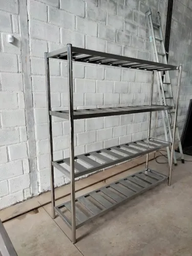 Estante Inox 1,10x0,50x1,80m Reforçada Industrial