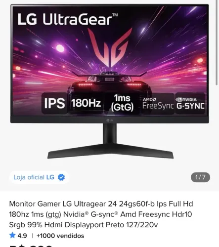 Monitor LG ULTRAGEAR 180hz excelente estado