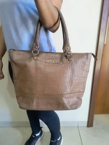 Bolsa caramelo de couro legítimo (Mr. Cat)