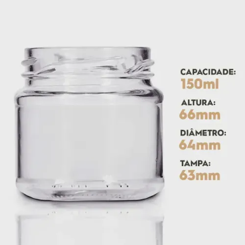 POTE DE VIDRO MINI BELÉM 150ML COM TAMPA 