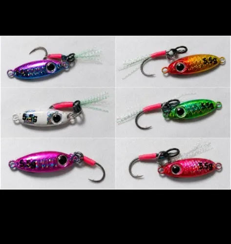 Micro jig 5.5g kit 6 unidades com suporte hook para pesca ultra light