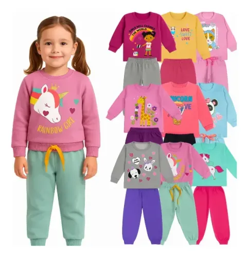 Kit 10 Peças Conjunto Infantil Inverno Menina Moletom Frio