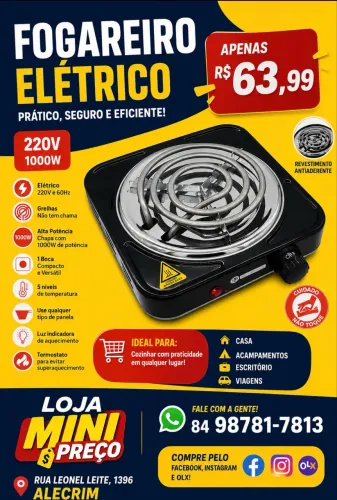 Fogão eletrico 1 boca