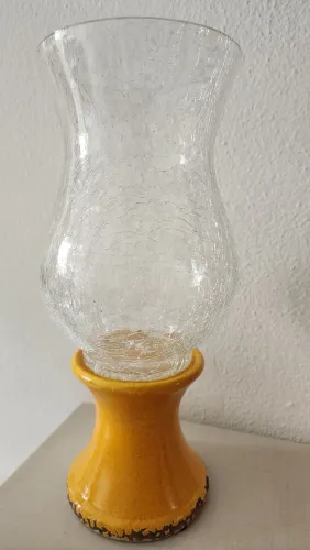 Vaso Decorativo Cachepo alt 0, 38 X 0,16 diametro base de ceramica e vidro